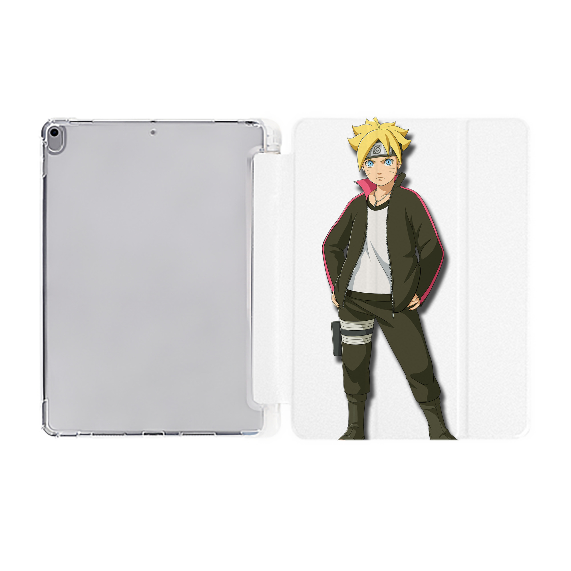 （画像用） NARUTO -ナルト- うずまき ボルト Uzumaki Boruto IPad ケース ペン収納付き 三つ折りスタンド PUレザー×シリコン 対応機種9.5/10.5/10.9インチ